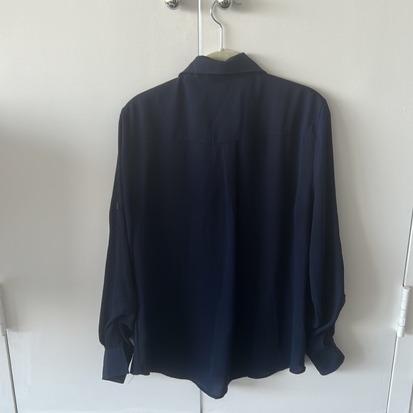 Navy flowy business casual button down - Picture 3 of 3